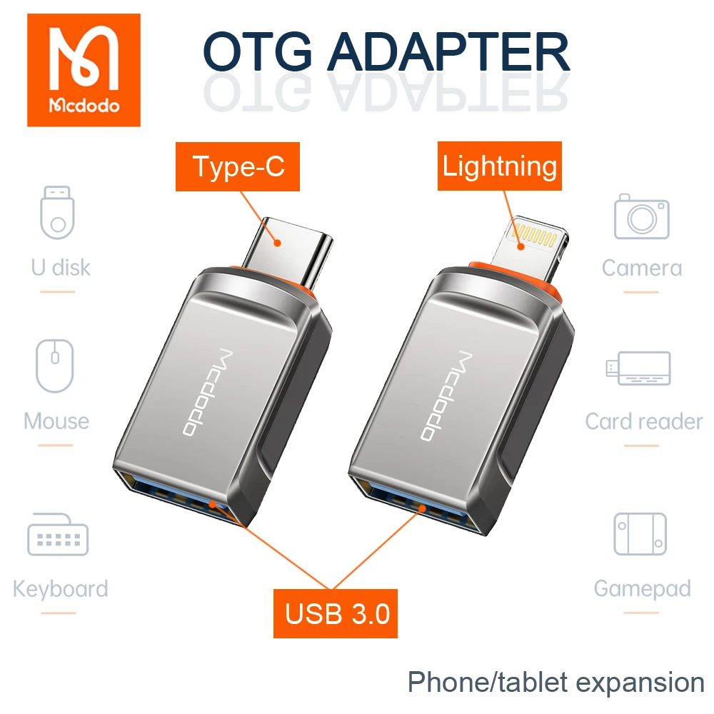 Адаптер Mcdodo USB-Lightning Type-C OTG для iPhone 13 12 iPad флэш-накопитель Xiaomi Huawei конвертер данных