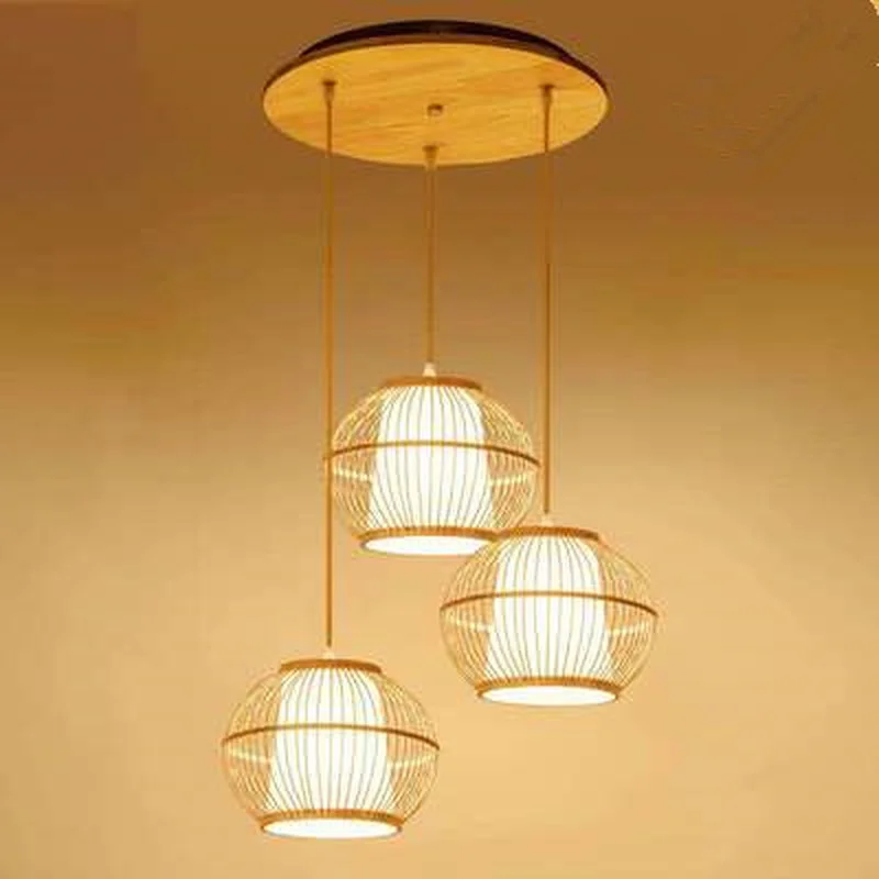 

Chinese Bamboo Chandelier Restaurant Woven Kitchen Antique Bedroom Lantern Rattan Lamp Decoration Hanging Ceiling Pendant Light