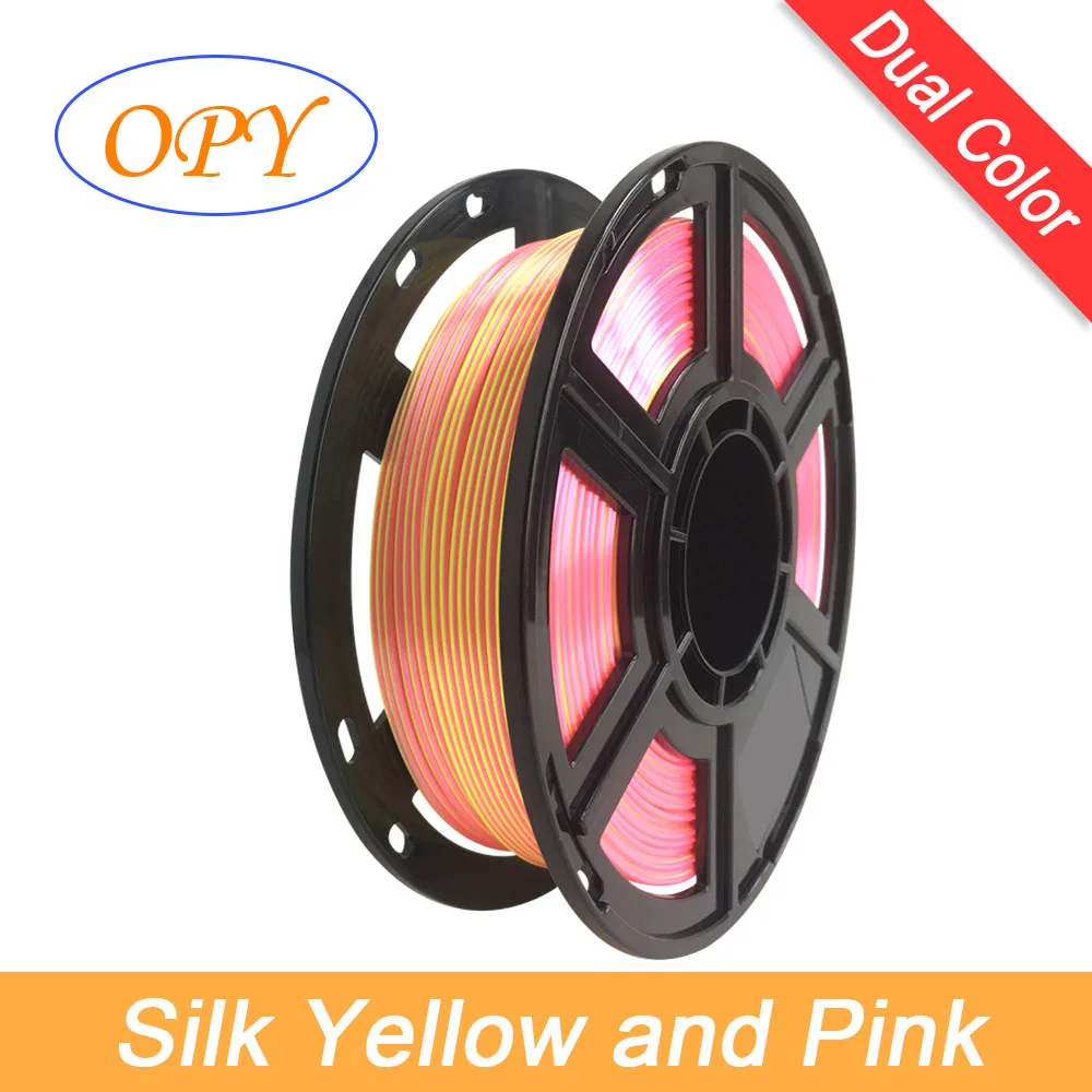 

Opy Silk Dual Color Filament 1Kg 100g 10m 1.75Mm Plastic 3D Printer Yellow Pink Blue Green Gold Rose Color High Precision Thread