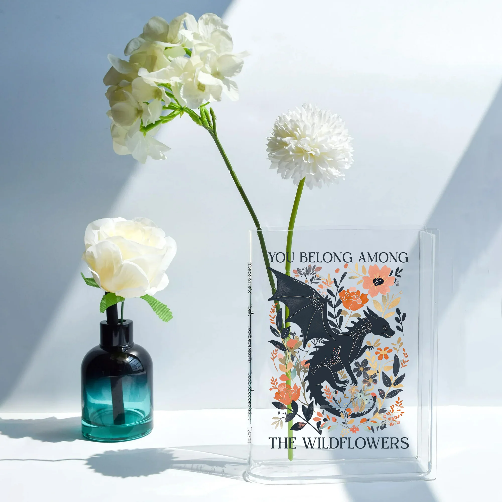 Ваза для цветов в форме книги прозрачная акриловая ваза книг драконов