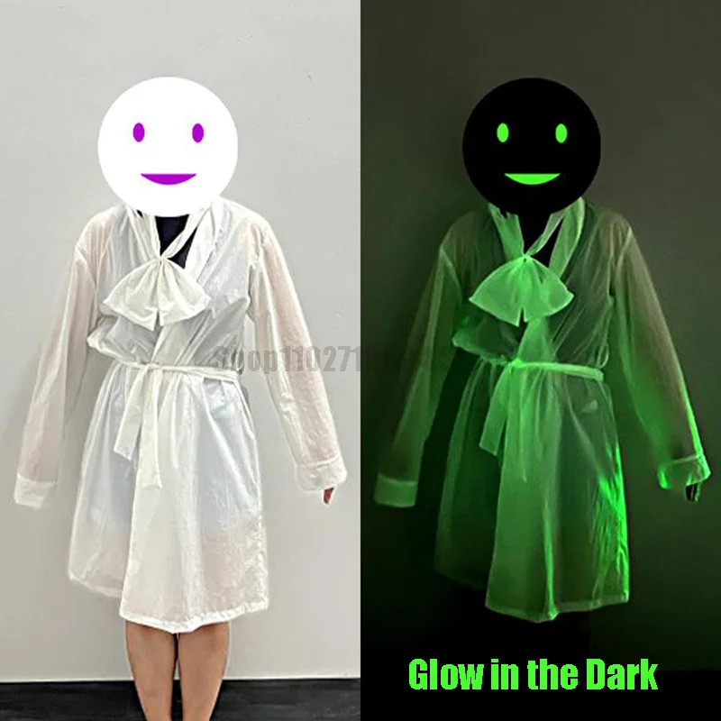 

Halloween Horror White Cloak Cosplay Costumes Ghost Unisex Halloween Costume Full Set Glow in Dark Horror Roleplay Costume