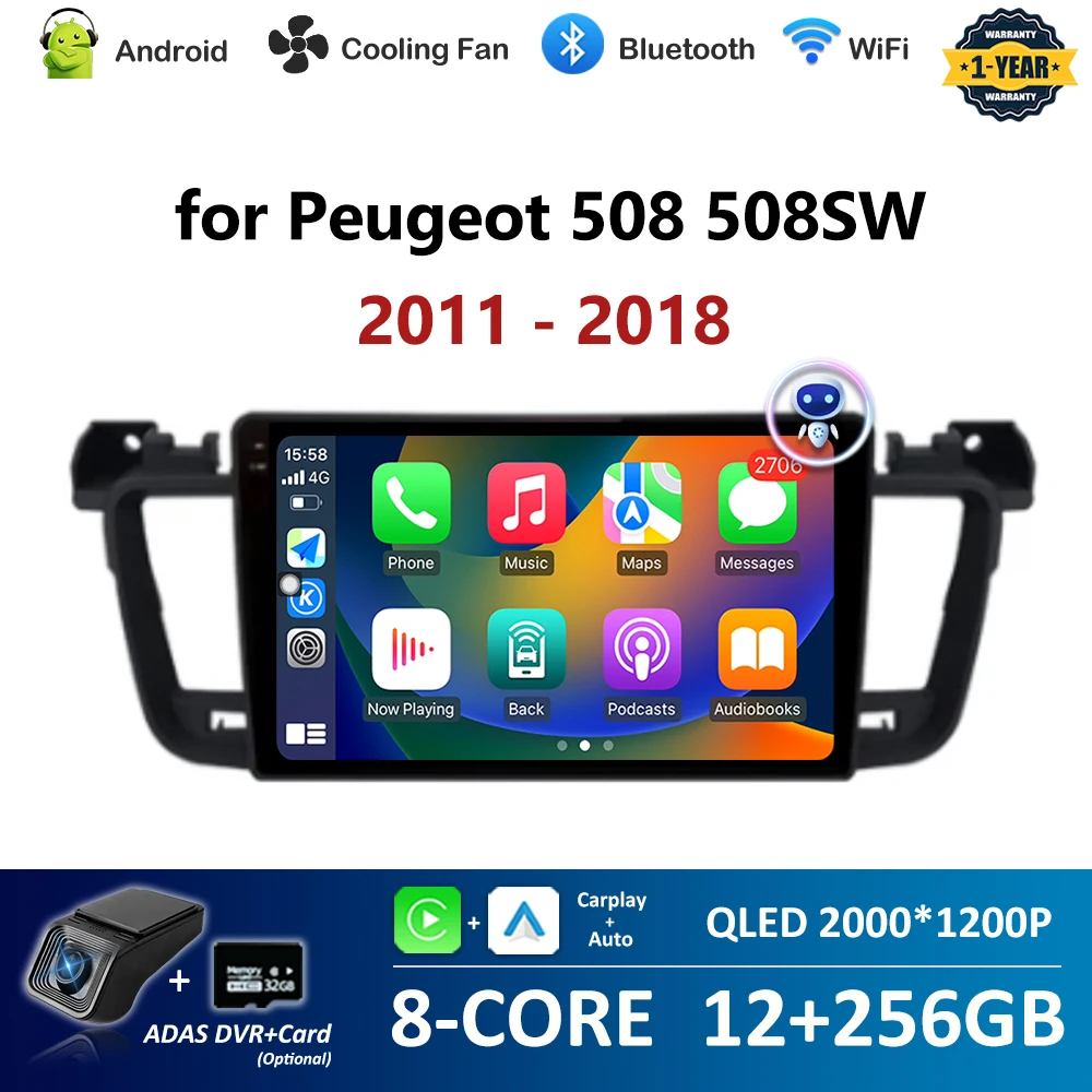 Для Peugeot 508 508SW 2011 2012 - 2018 Беспроводная Автомагнитола мультимедийный плеер WiFi GPS