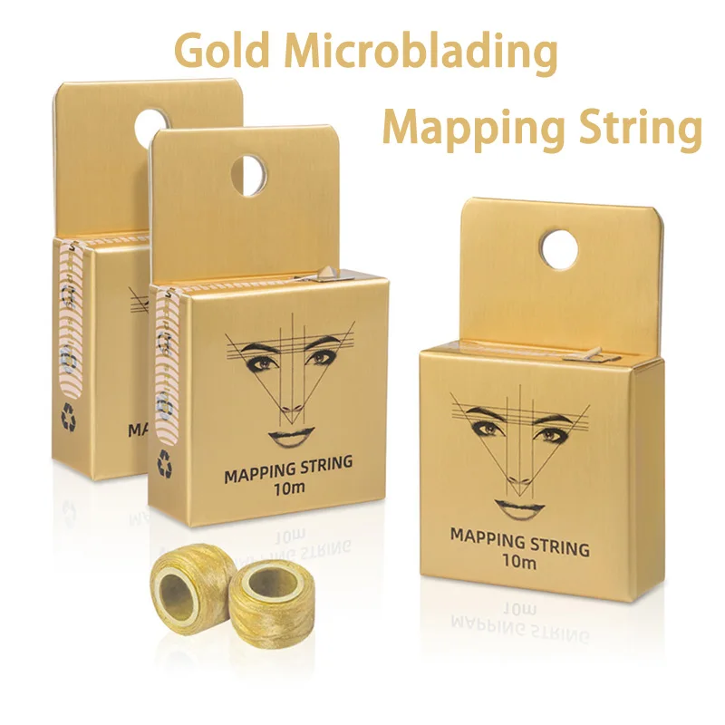 

1pc Gold Microblading Mapping String Permanent Makeup Pre-Inked Eyebrow Marker Thread Brow Positioning Tool PMU Supply