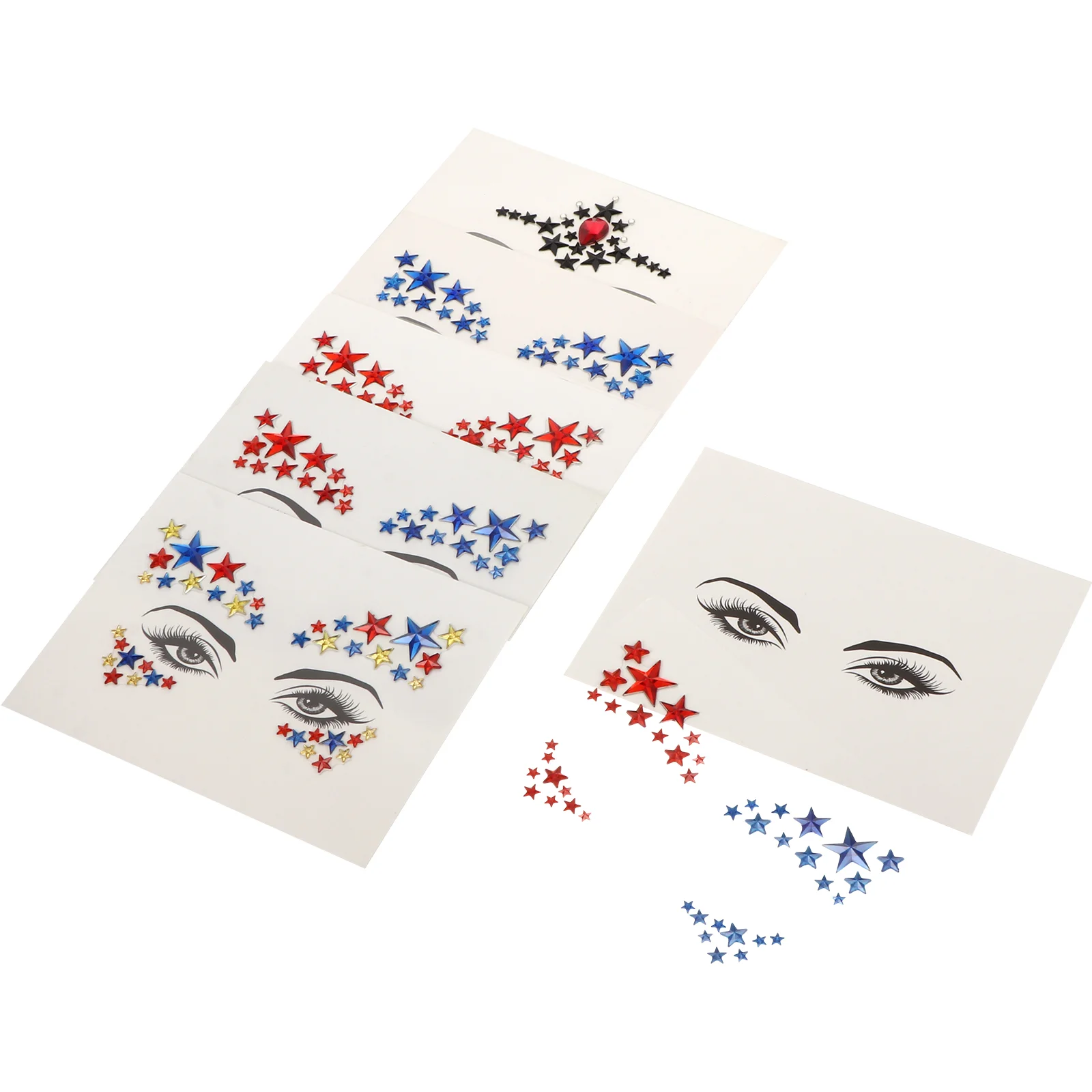 

6 Sheets Rhinestone Star Stickers Exquisite Pretty Body Stickers Face Stickers for DIY Crafts