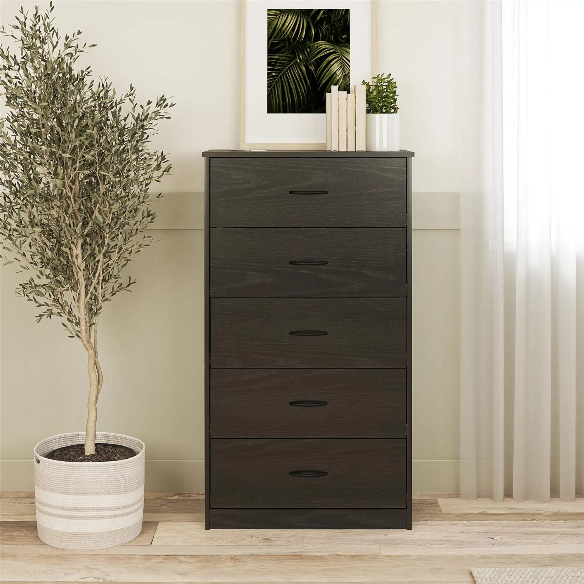 

Classic 5 Drawer Dresser, Black Oak