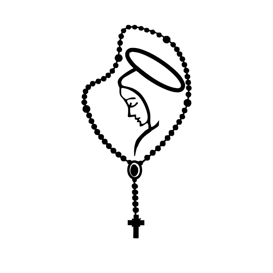 

Creative Car Sticker Rosary Virgin Mary Fatima Catholic Religion Holy Virgin Latin God Waterproof PVC Decal Laptop Car Decal