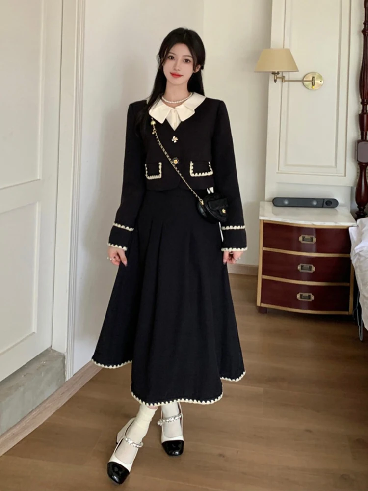 Женская осенне-зимняя черная повседневная куртка больших размеров на эластичной