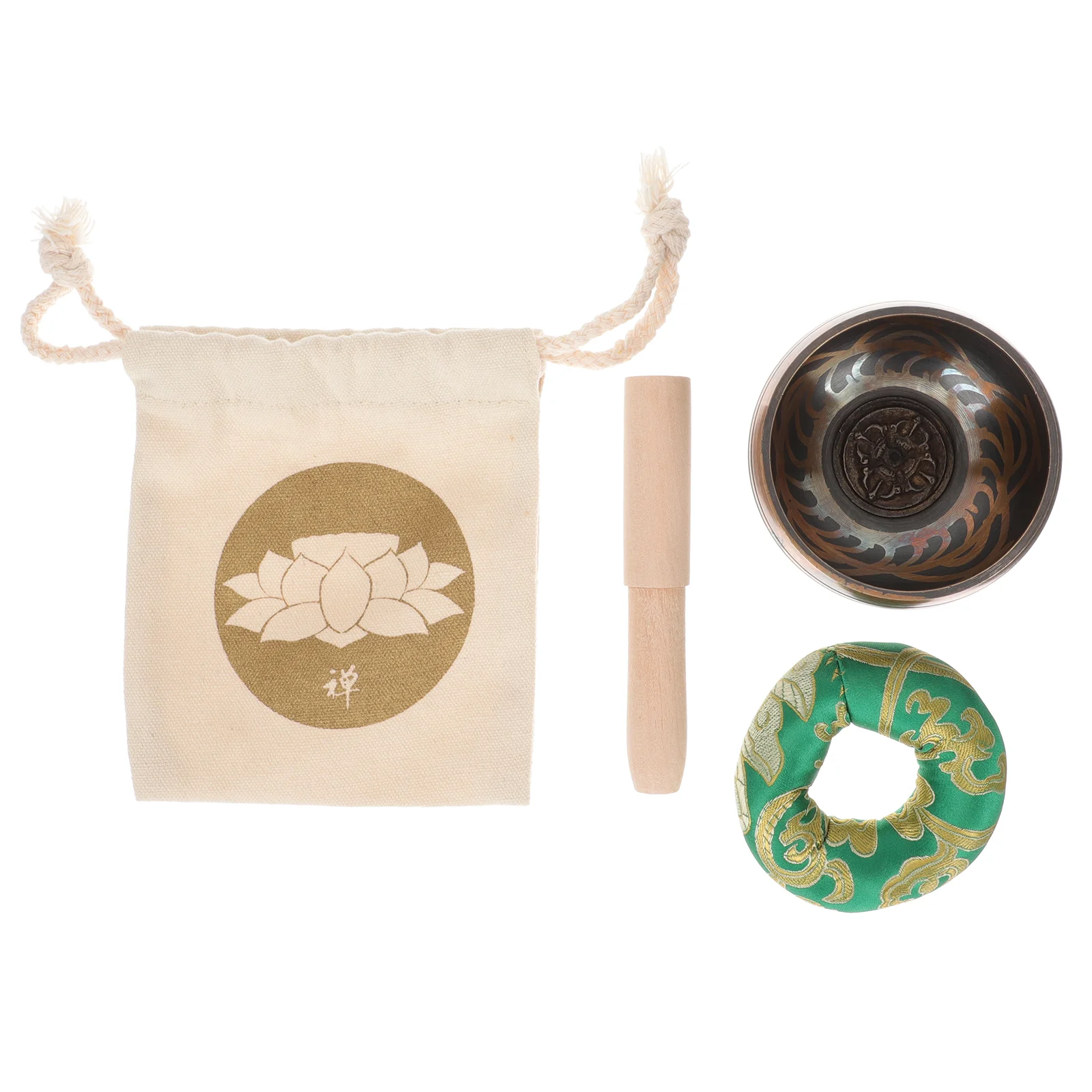 

Bowl Singing Meditation Music Copper Tibetan Sound Handcrafted Set Cushion Bell Stick Supplies Yoga Spirtitual Wood Mind Nepal