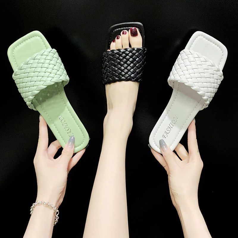 

Шлепанцы женские с квадратным носком, сланцы в повседневном стиле, удобная летняя пляжная обувь, Гладкая подошва