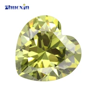 3x312x12mm heart shape 5a light peridot color cubic zirconia stone size synthetic gems beads crystal stone for jewelry