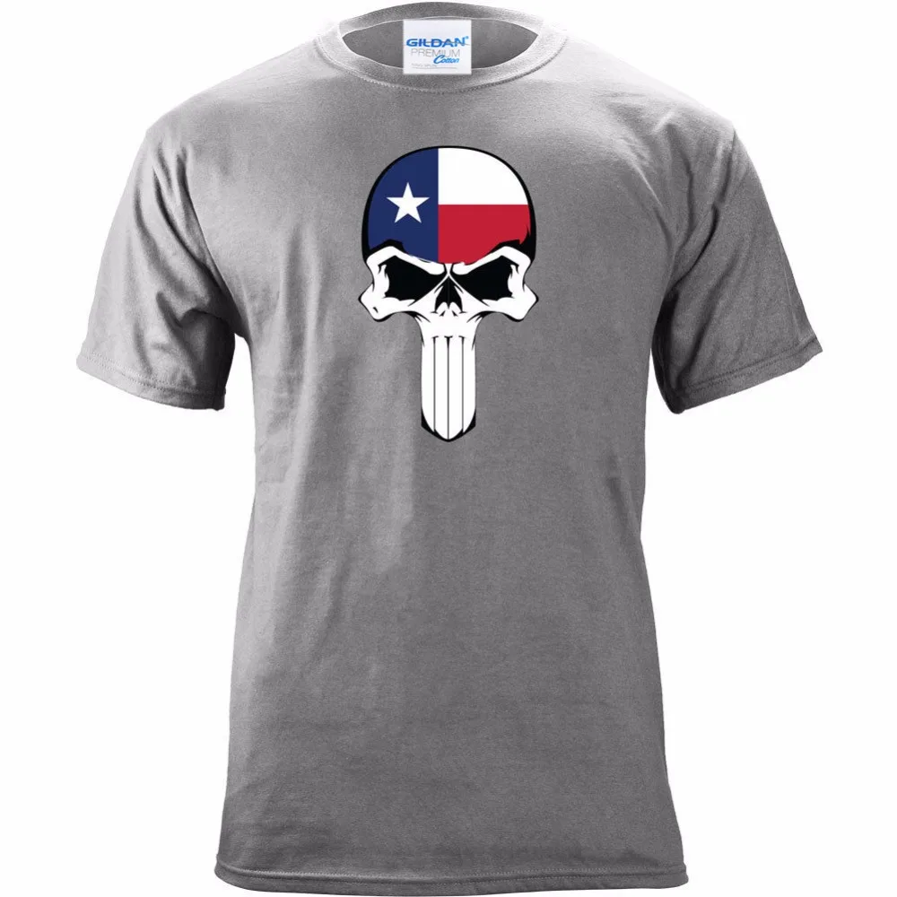

Hot Summer Men's T Shirt Fashion Cool Short Sleeve Men T-Shirt Original Texas State Flag Skull Create Tee Shirts Fashion Funny