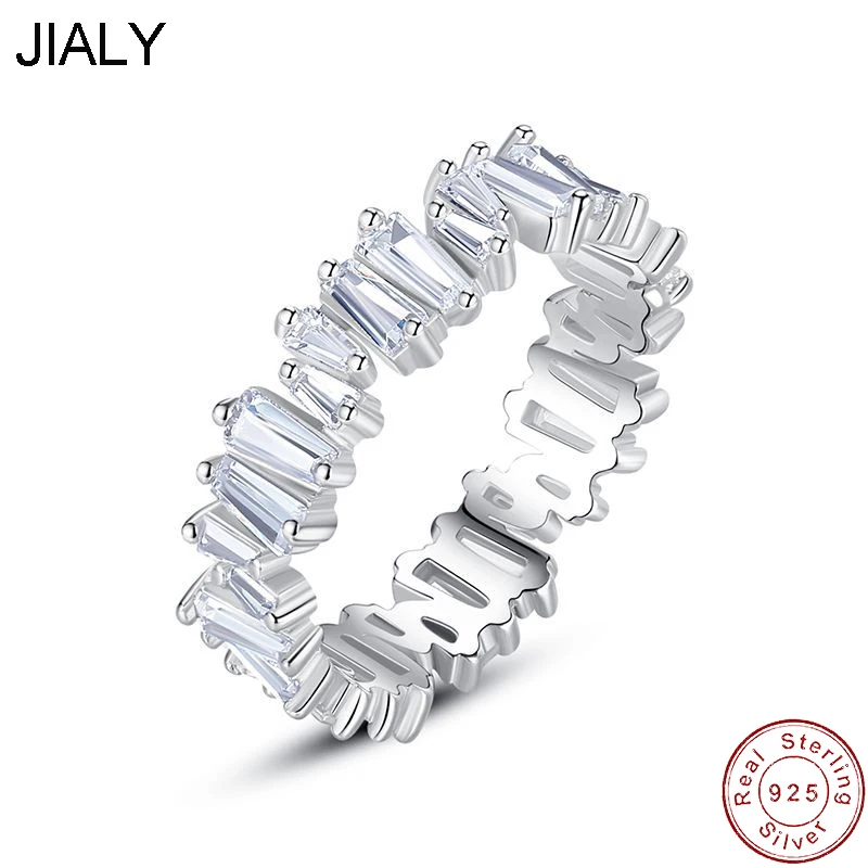 

JIALY Solid European Irregular Full Pave CZ 925 Sterling Silver Ring For Women Birthday Party Wedding Gift Jewelry