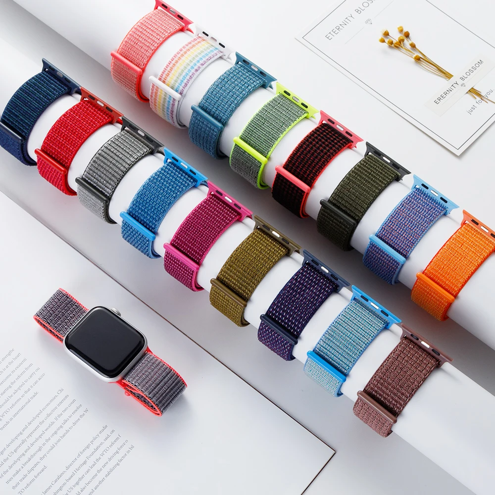 

Nylon Strap for Apple Watch Band 44mm 45mm 41mm 40mm 42mm 38mm correa apple watch 7 6 5 4 3 2 1 serie