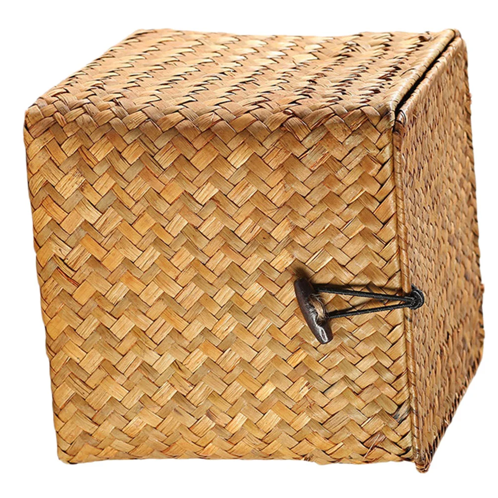 

Straw Woven Box Toy Baskets Wicker Storage Bins Makeup Organizer Drawer Basket Straw Basket Box