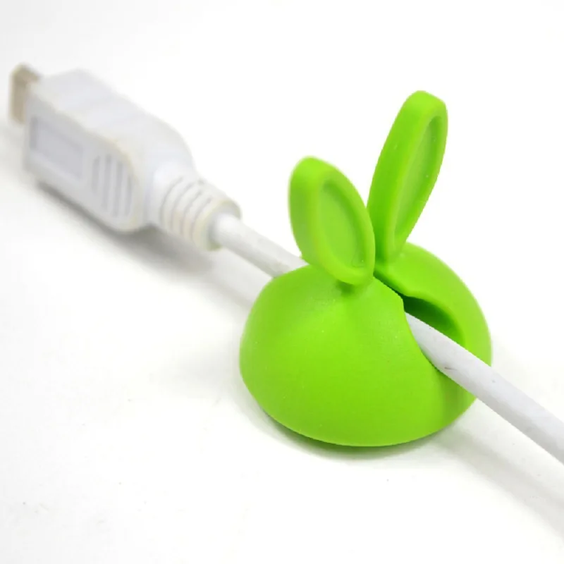 10pcs cute bunny ears cable clips silicone self adhesive cable manager desk phone charger cable earphones wire winder holder free global shipping