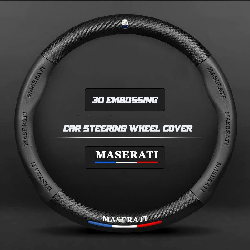 

Carbon Fiber Car Steering Wheel Cover For Maserati Series Ghibli Levante Reloj Ropa Coche Granturismo Quattroporte Interior 38cm
