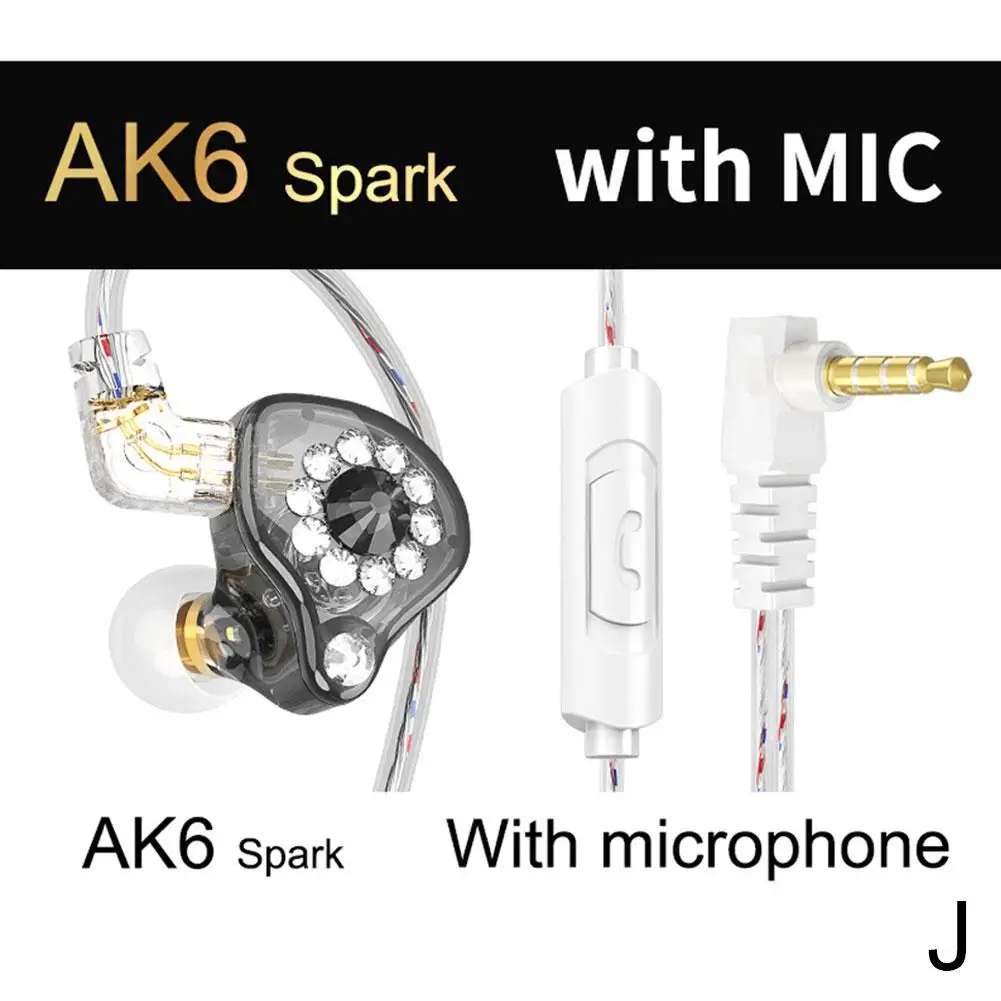 Наушники-вкладыши QKZ AK6 Spark Hi-Fi игровые проводные наушники с микрофоном 3 5 мм и