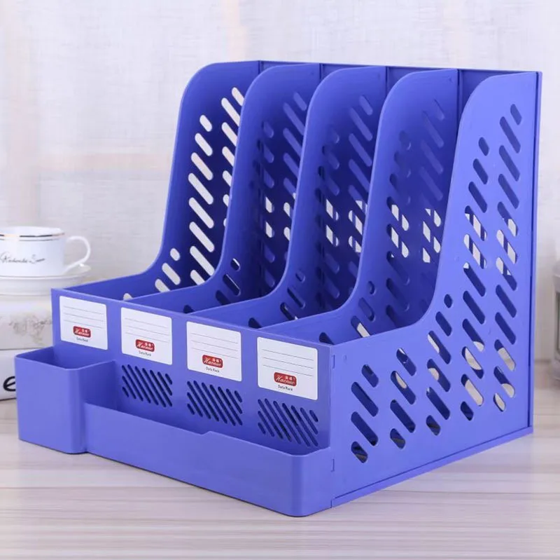 

A4 File Box Three Columns Stable File Bar Papers Basket Data Rack Desktop Holder Plastic Document Shelf File Office Organizer