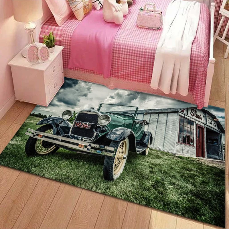 Home Decor Living Room Area Rug 3D Carpets Dinosaur Vintage Cars Kids Play Mat Boys Room Bedroom Rugs Kitchen Floormat Doormat images - 6