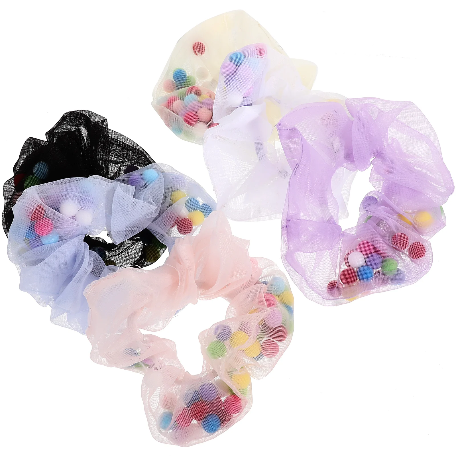 

6 шт., резинки для волос с цветными шариками