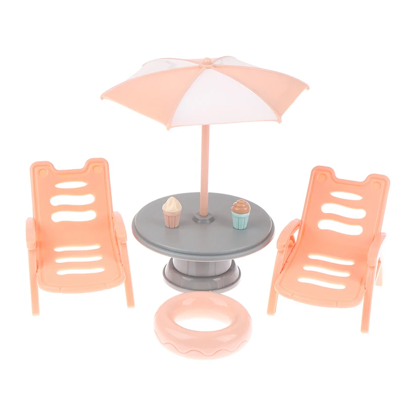 

1:12 Dollhouse Beach Scene Set Mini Beach Chair Sun Umbrella Ice Cream Lifebuoy Outdoor Decor Toy DIY Miniature Decor Accessory