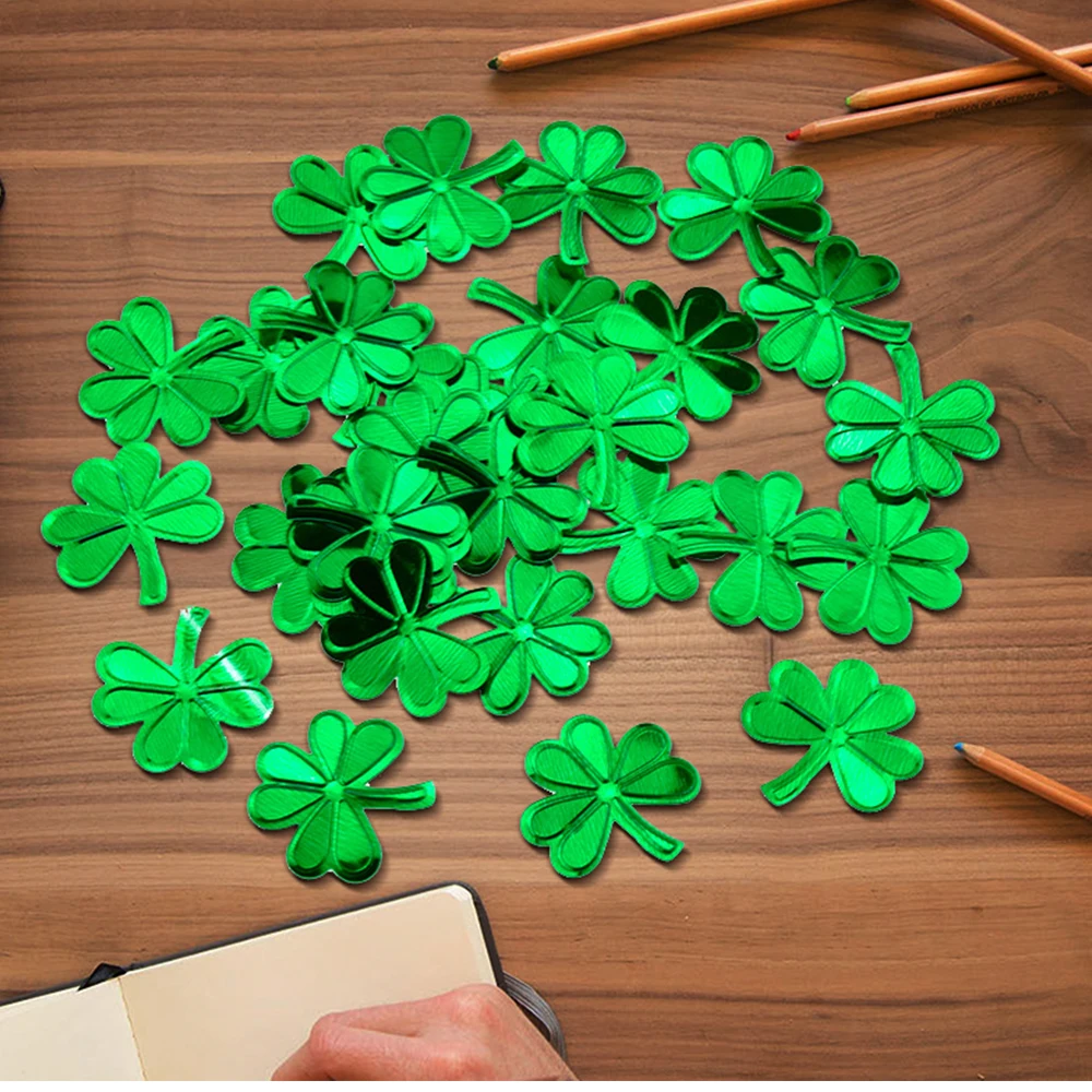

Festival Party Shamrock Confetti Dark Green Shamrock Confetti Clover Sequins for Wedding Birthday Party DIY Decortion Supplies