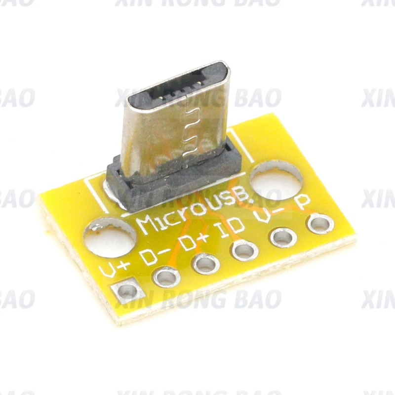 

5 шт., вертикальный разъем Micro USB с гнездовой головкой A, 2,54 мм, адаптер для печатной платы, коммутационная плата, 180 градусов, вертикальный