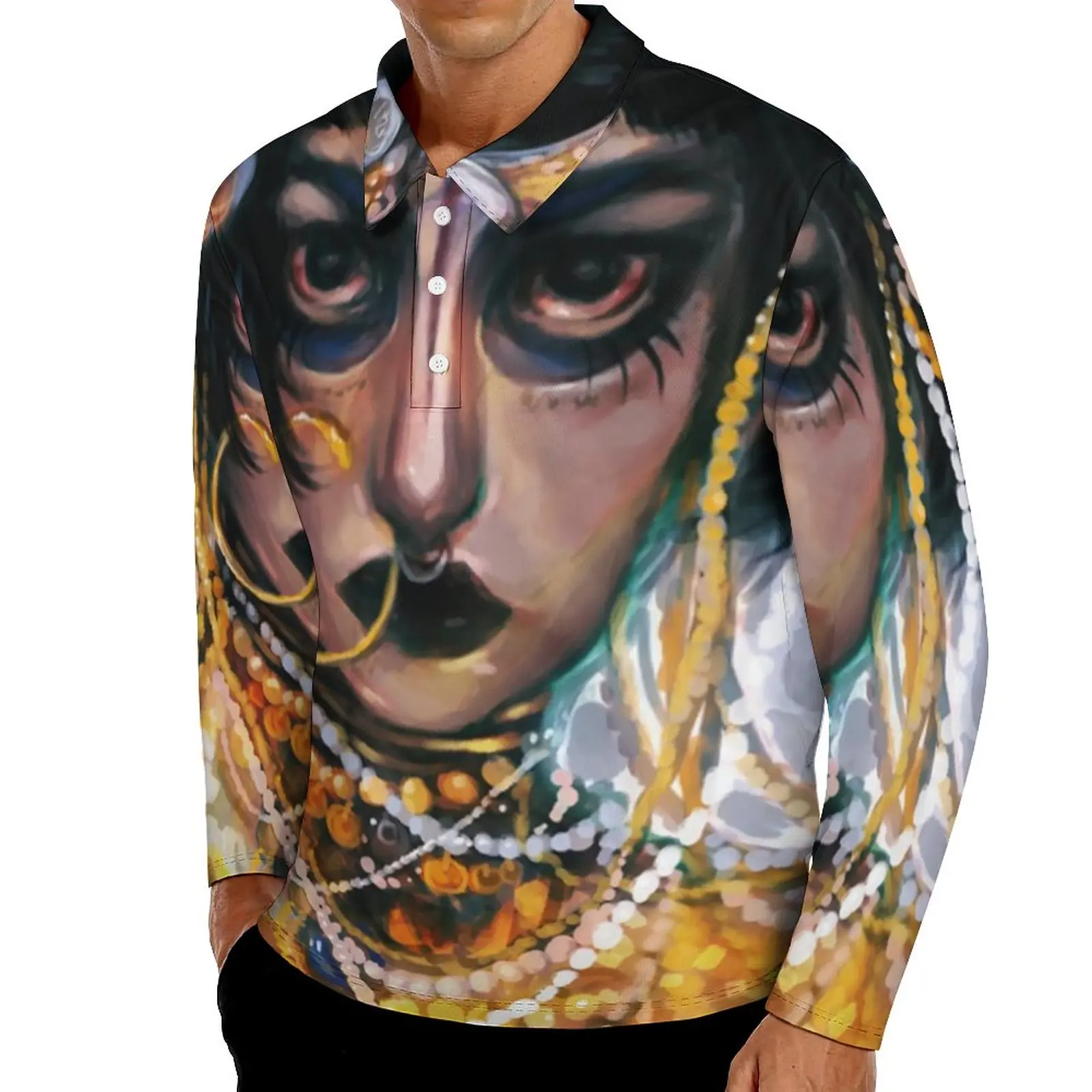 

Jibaro/повседневные футболки поло с масляной росписью; Футболки с принтом «Love Death Robots»; Дизайнерская рубашка с длинными рукавами; Сезон осень; ...