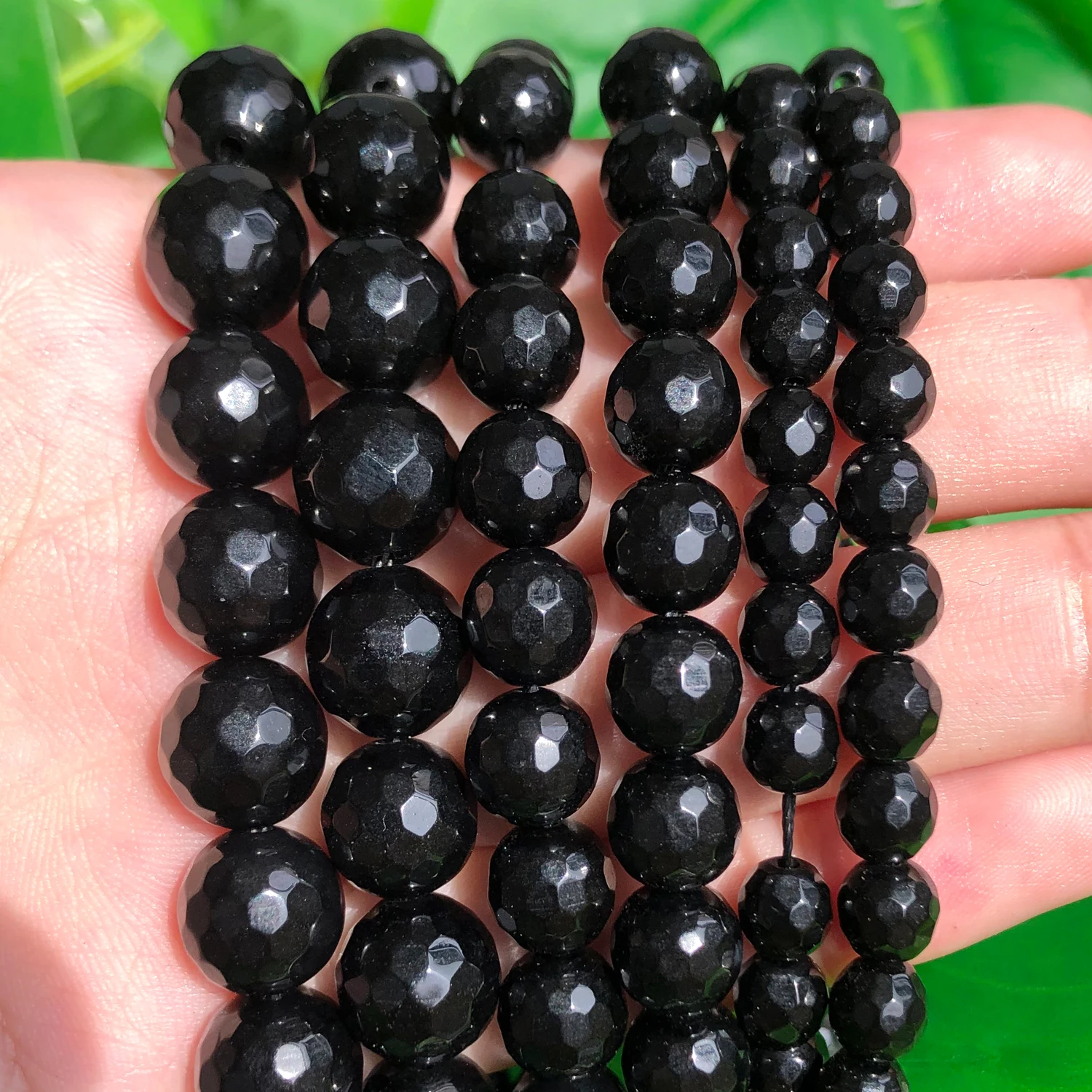 

Natural Stone Faceted Black Agate Onyx Round Loose Spacer Beads For Jewelry Making Diy Bracelet Necklace 4 6 8 10 12mm 15 Inches