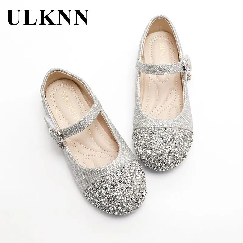 

Girl Dress Shoes New 2022 Children Rhinestone Silver Shoe Bay Single Pink Size 25-35 Flats Elementary School Performance Shoes