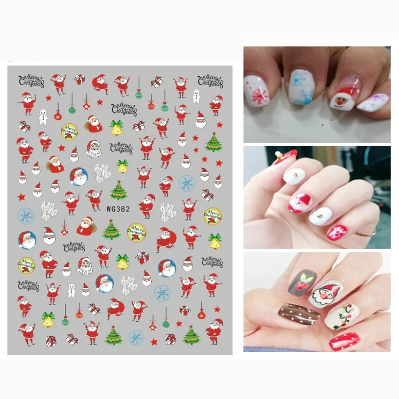 

2pcs Nail Stickers Back Glue Nail Stickers Christmas Snowflake Snowman Nail Decals Decoration For Nail Art Manicure Beauty