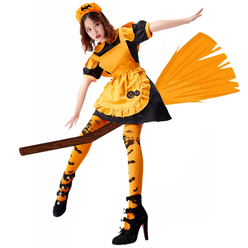 

Halloween Costumes Pumpkin Witch Costume Magic Witch Bat Vampire Cosplay Carnival Party Fancy Dress Up for Kids Adult