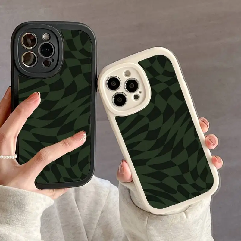 Чехол для телефона с зелеными и черными шашками IPhone 11 12 13 14 15 Plus Pro Max мягкий