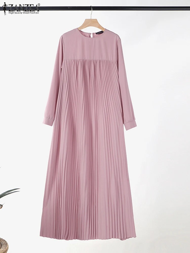 ZANZEA Винтажный осенний сарафан Модные повседневные мусульманские платья Абая Robe
