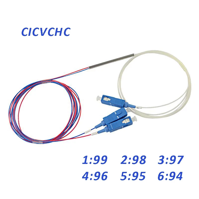 2pcs Mini 1X2 FBT Coupler, Single mode 1310/1550nm, 0.9mm Loose Tube, -SC, FC, LC - 0.5m/Optical Fiber Coupler