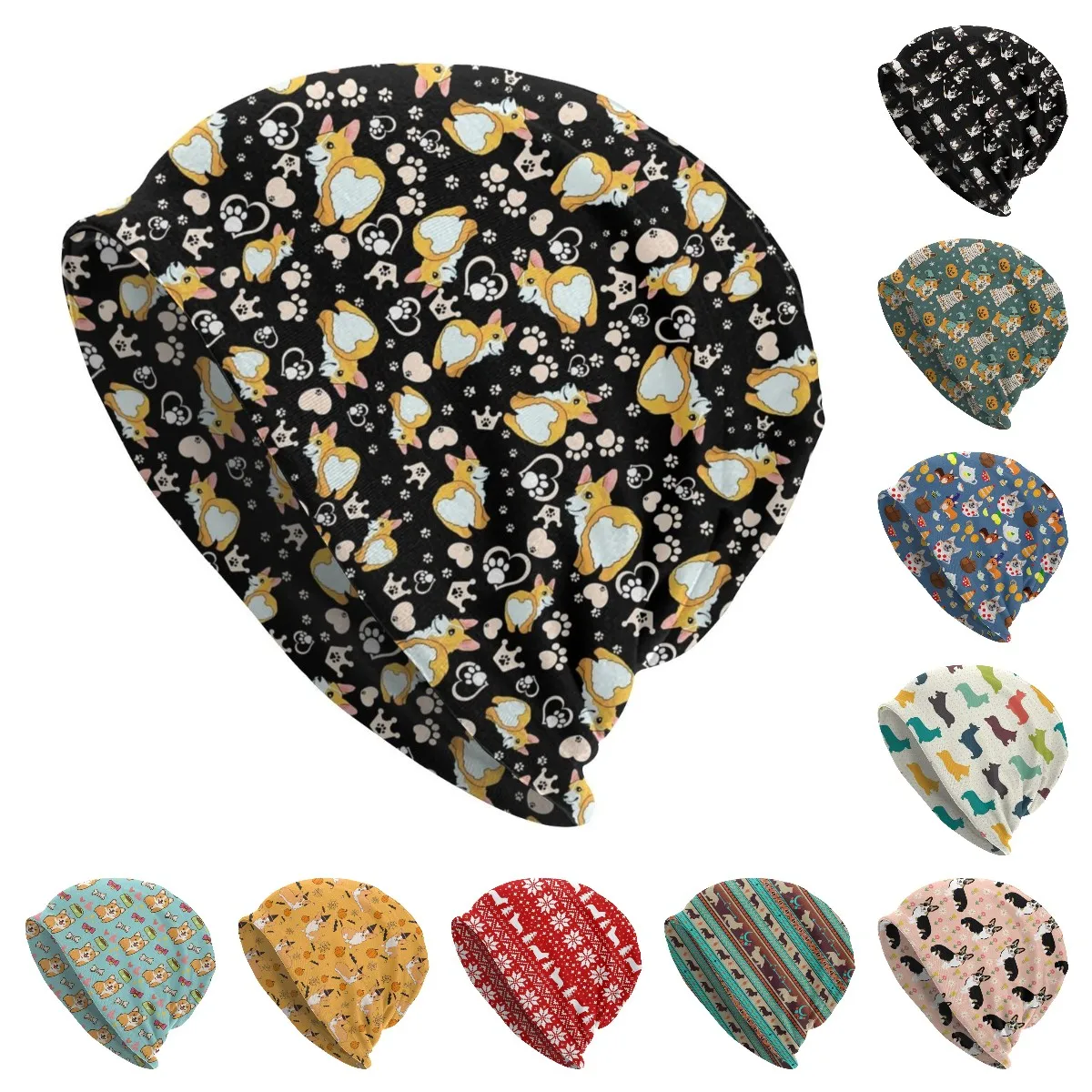 

Шапки Pembroke с узором велькского корги, облегающие шапки, уличная одежда, зимняя теплая вязаная шапка унисекс для мужчин и женщин, милая шапочка для взрослых, шапки