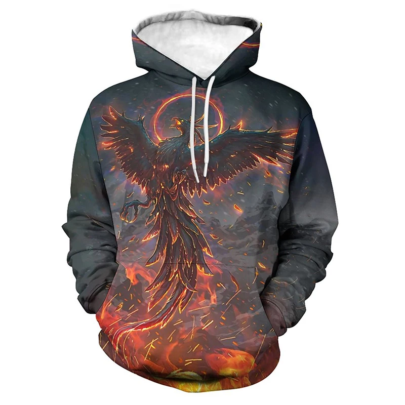 

2022 New Hoodies Phoenix Bird Cartoon 3D Print Clothes Men Women Children Casual Fashion Swearshirts Harajuku Cool Tops
