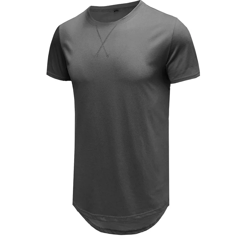 

Men's T-shirt Summer Fashion Solid Color Hip Hop Slim T-shirt Top Men's Casual Short Sleeve O-Neck Pullover Irregular T-shirt