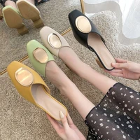 womens slippers high heels casual shoes mules 2022 autumn new fashion baotou half slippers black beige zapatillas mujer