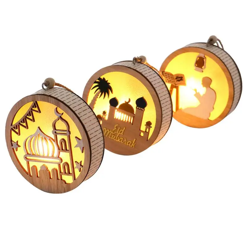 

Eid Ornament Light Led Pendant Creative Luminous Pendant Muslim Ramadan Decoration Decoration Gift EID Mubarak Pendant Wooden