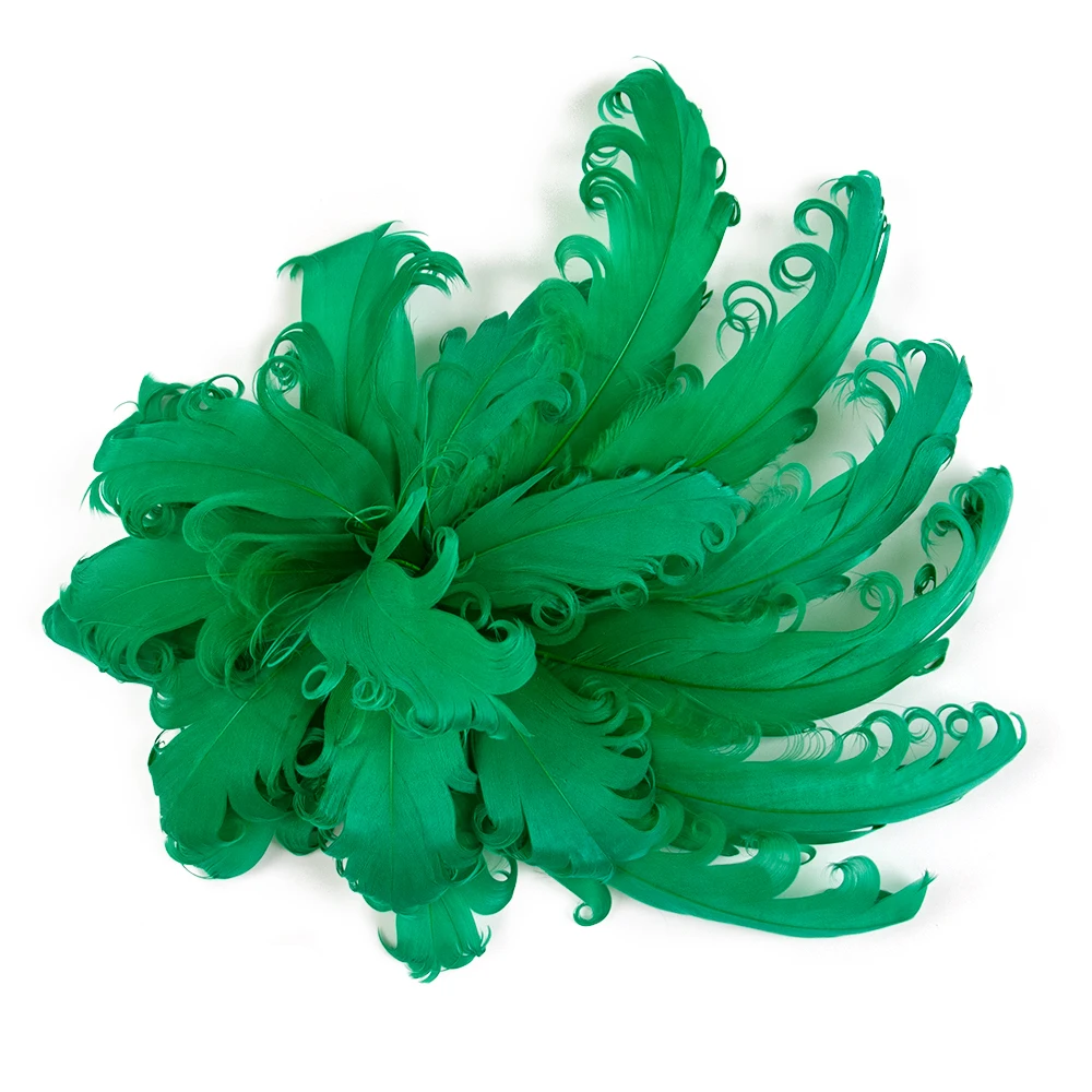 

1 шт. зеленый головной убор с перьями брошь и зажим женский цветок с перьями аксессуары для свадебной вечеринки заколка для волос ручная работа