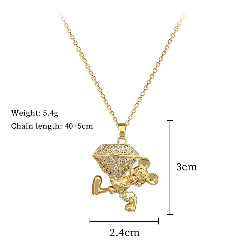 Титановая сталь Микки Маус горный хрусталь кулон ожерелье мультфильм женское