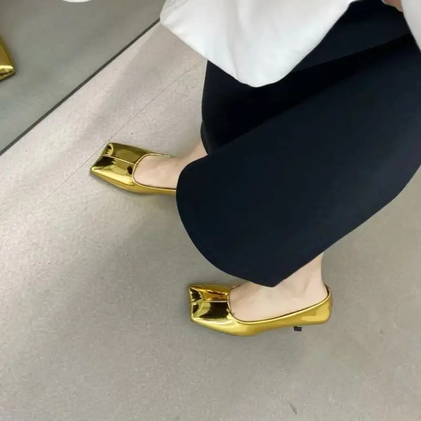 Shinging Women Pumps Square Toe Sexy Gold Silver Thin High Heels Shallow Slip On Party Dress Shoes Office Pumps Elegant Pumps