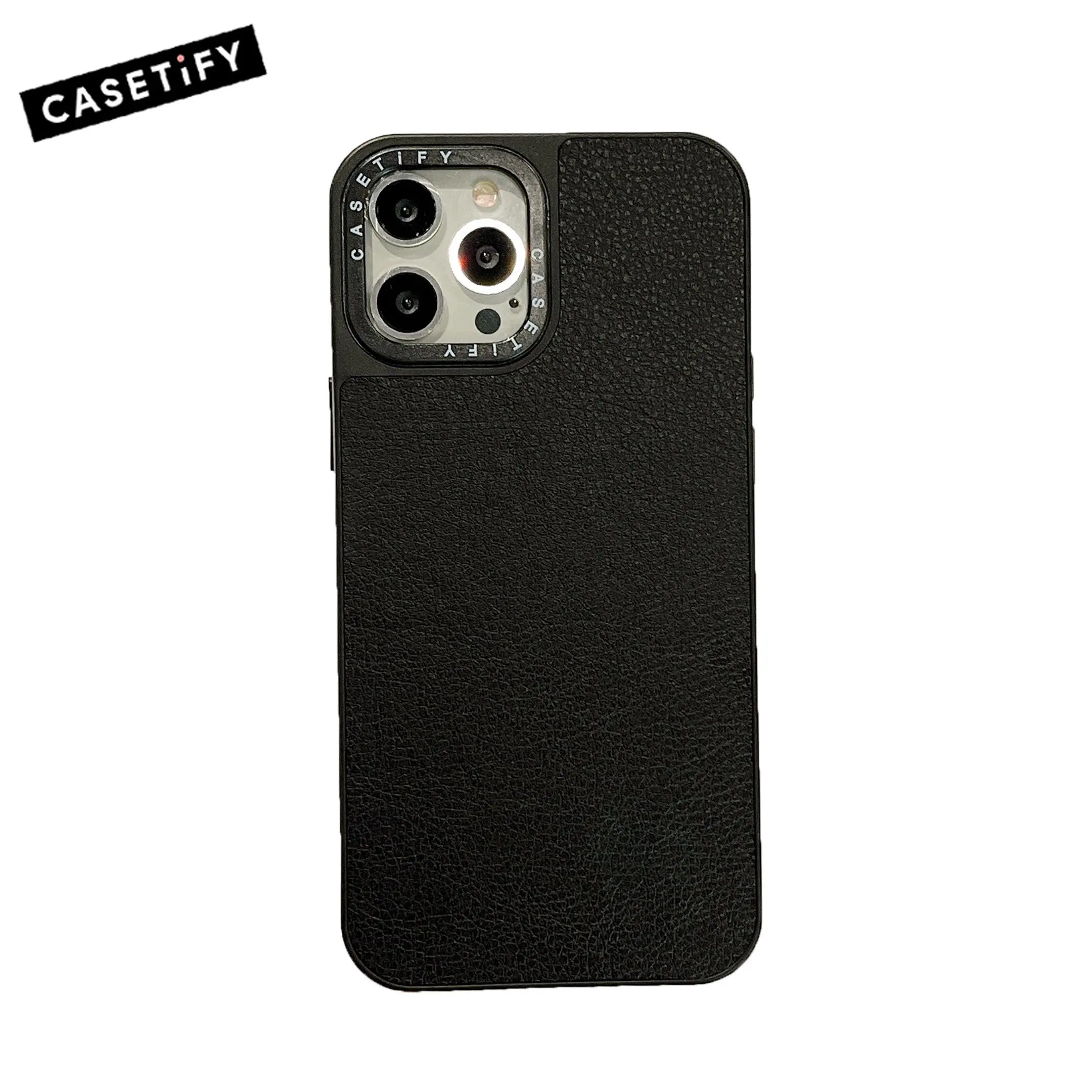 

Однотонный черный чехол CASETIFY из искусственной кожи для iphone 11 12 13 14 ProMax 13Pro 14 Plus X XS XR, задняя крышка B0324