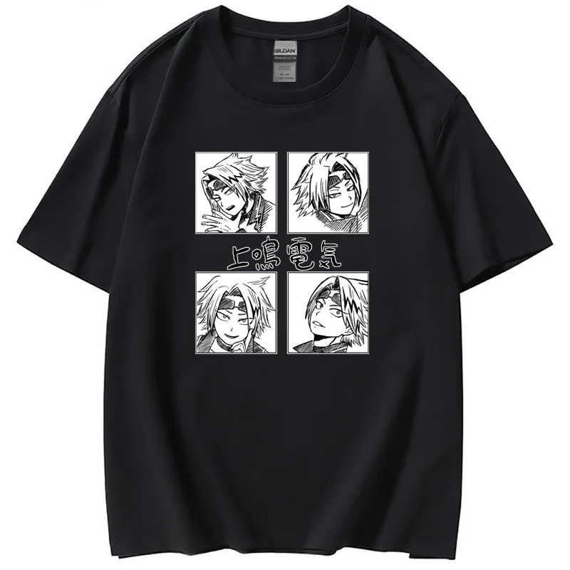 

Футболка с забавным рисунком моя геройская академия, дэнки каминари, хлопковая Футболка с аниме, женская одежда, топы с мангой, футболки в ст...