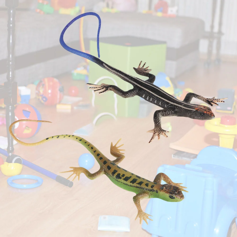 

2 Pcs Toys Realistic Rubber Lizard Fun Gag Joke Prank Plastic Reptile Kids Small Four Legged Snake Skink