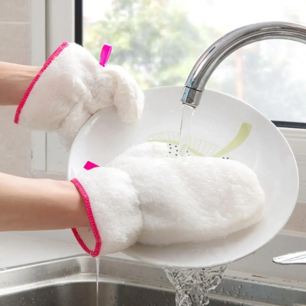 

Household Gloves 1 Pair High Friction Rich Foam Dishwashing Glove Charcoal Fibre Good Water Absorption Cleaning Glove for Home