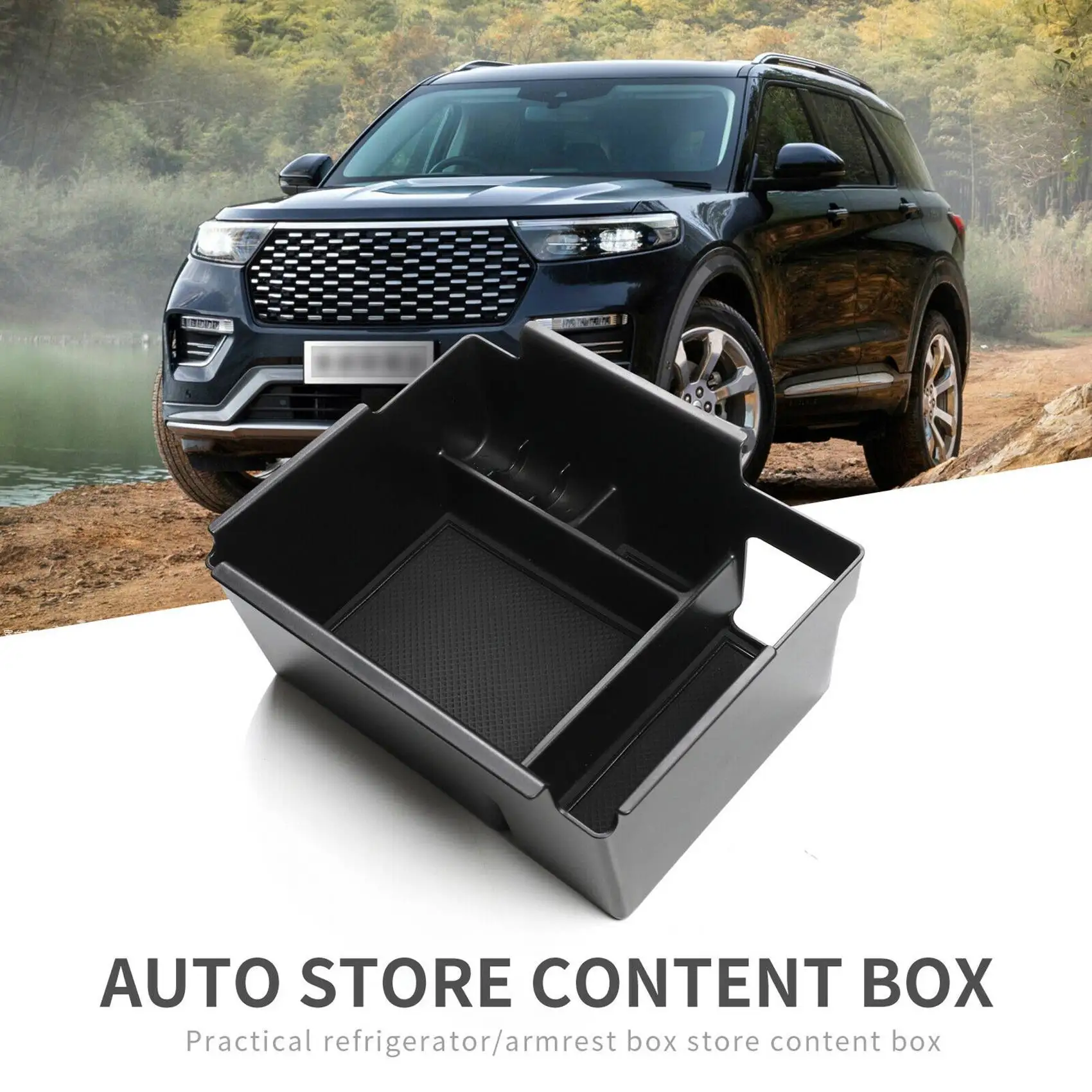 Фото Ящик для центрального подлокотника автомобиля Ford Explorer 2020-2022, аксессуары для хранения и поддержания порядка, органайзер для центральной консоли №4