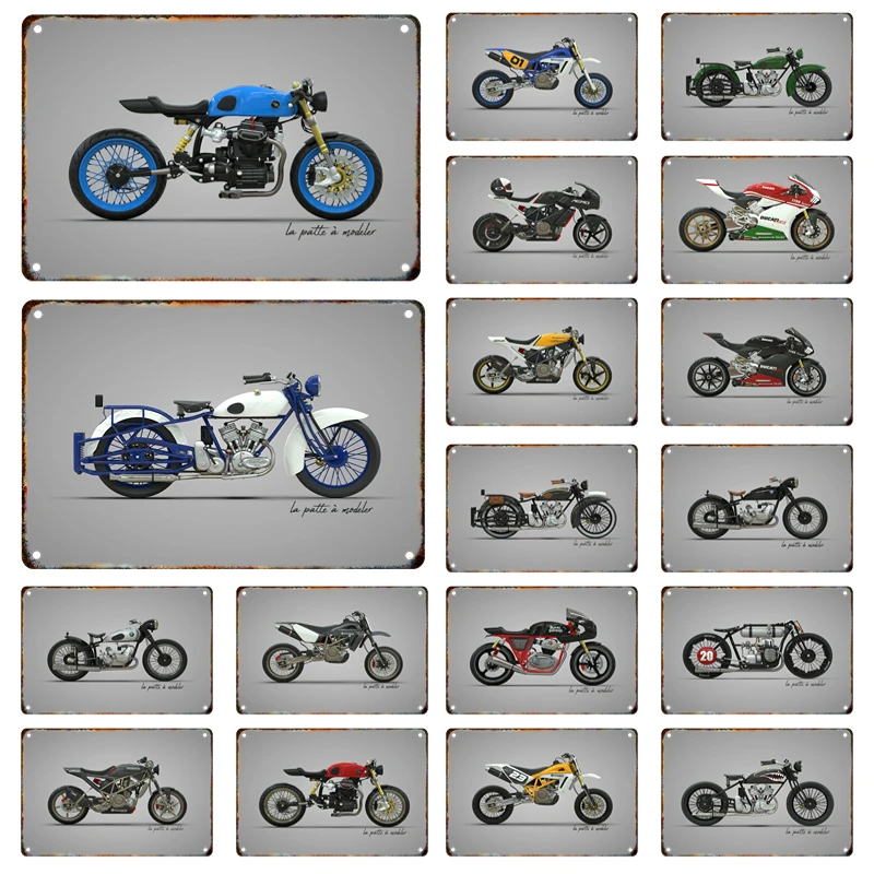 

Retro Motorcycle Metal Poster Signage Print Tin Painting Racing Home Living Room Club Garage Man Cave Wall Art Decor Panel Gifts