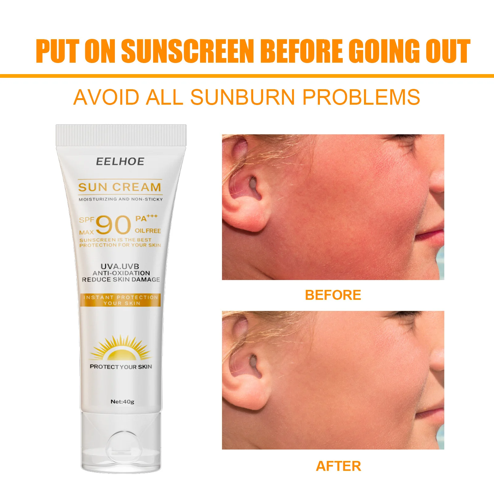 Isolation sunscreen moisturizes and protects facial body skin sunscreen nourishing skin refreshing and non-greasy in summer